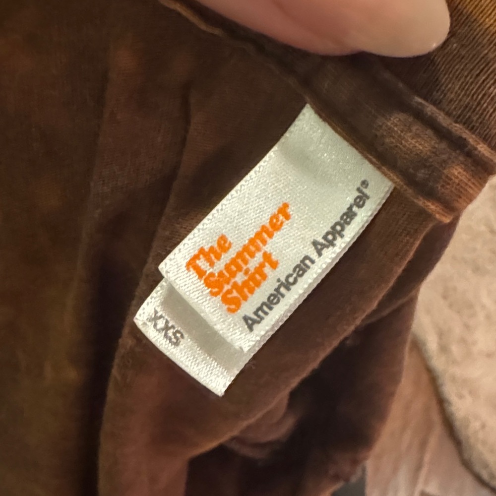 American Apparel The Summer Shirt Brown Tie Dye V-Neck Shortsleeve Top XXS - Picture 5 of 6